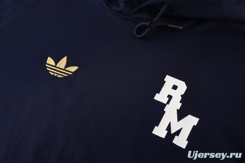 25/26 Real Madrid Navy Hoodie Full Zipper Jacket + Long Pants