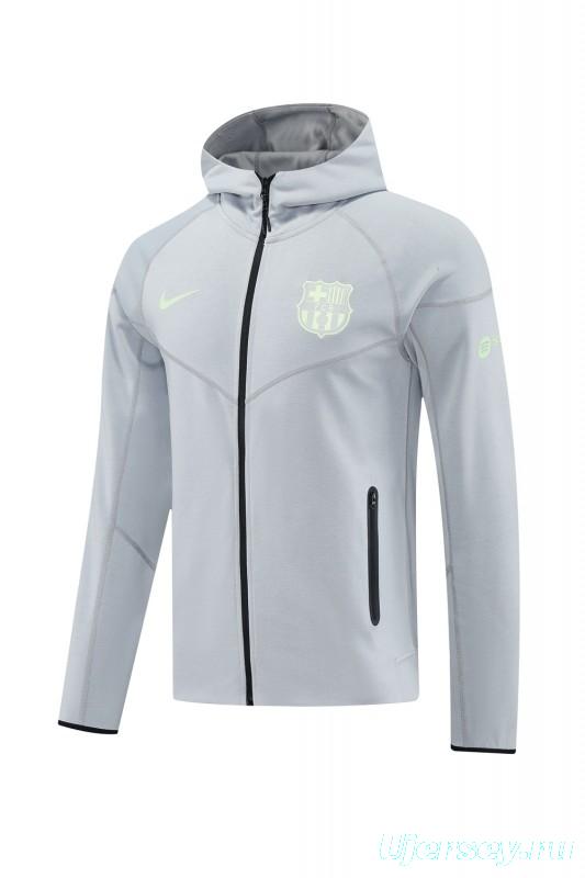 25/26 Barcelona Grey Full Zipper Hoodie Jacket +Long Pants