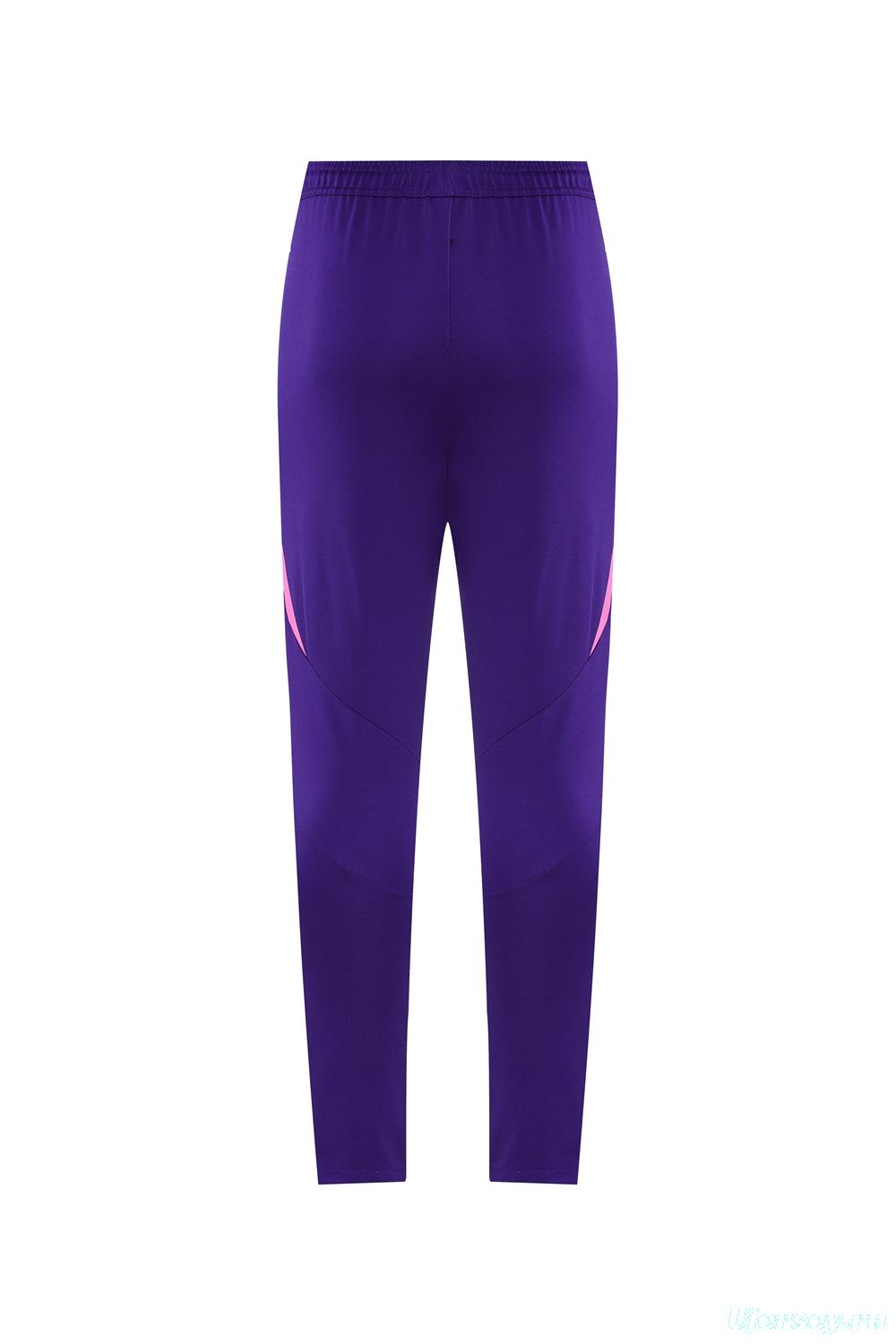 2025 Adidas Purple/Neon Green Half Zipper Jacket +Long Pants