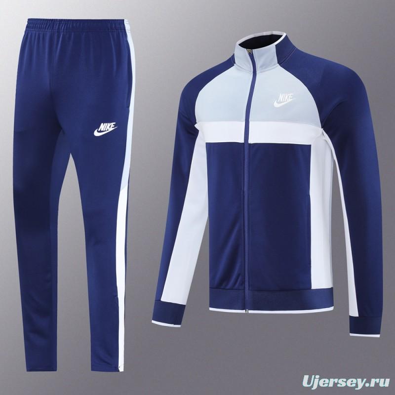 2025 Nike Grey/Navy Full Hoodie Zipper Jacket +Long Pants