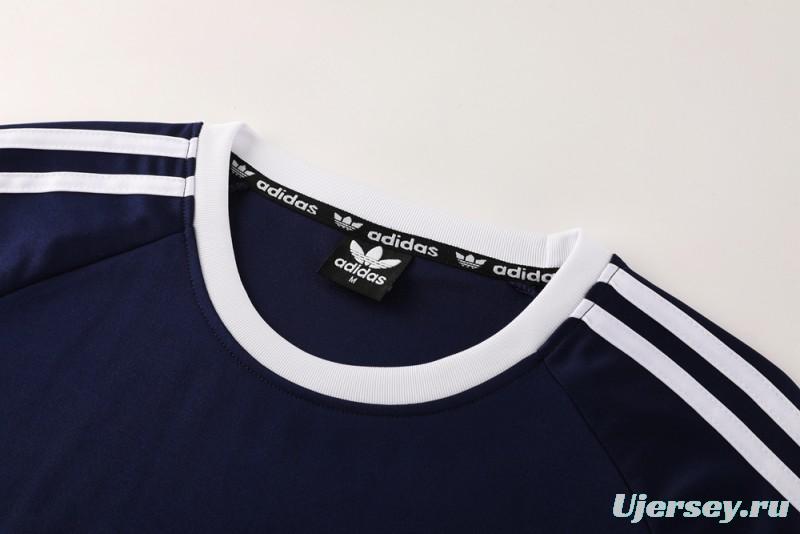 2025 Adidas Originals Long Sleeve T-Shirt Collection - Navy/White/Black with 3-Stripes