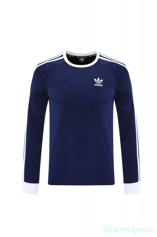 2025 Adidas Originals Long Sleeve T-Shirt Collection - Navy/White/Black with 3-Stripes