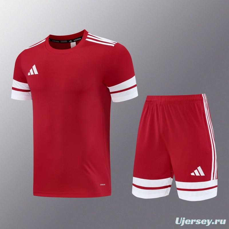 2025 Adidas Red Short Sleeve Jersey+Shorts