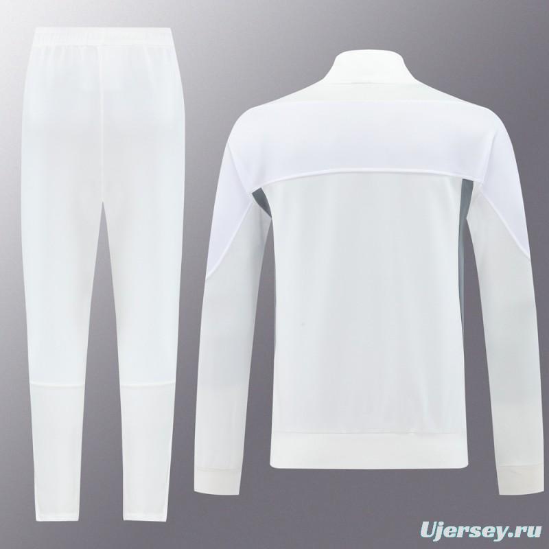 2025 NIKE WHITE/Grey Full Zipper Jacket +Long Pants