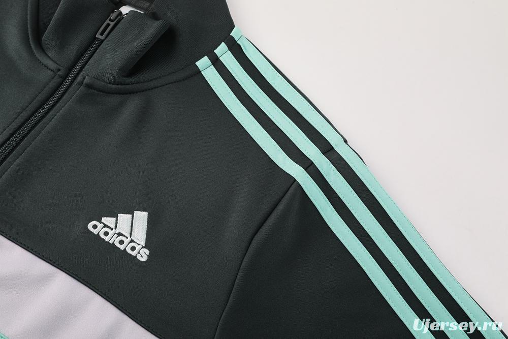 2025 Adidas Dark Grey Full Zipper Jacket +Long Pants