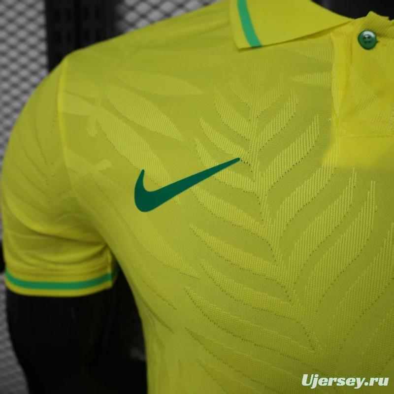 Player Version 2025 Brazil Home Yellow Classic Jersey