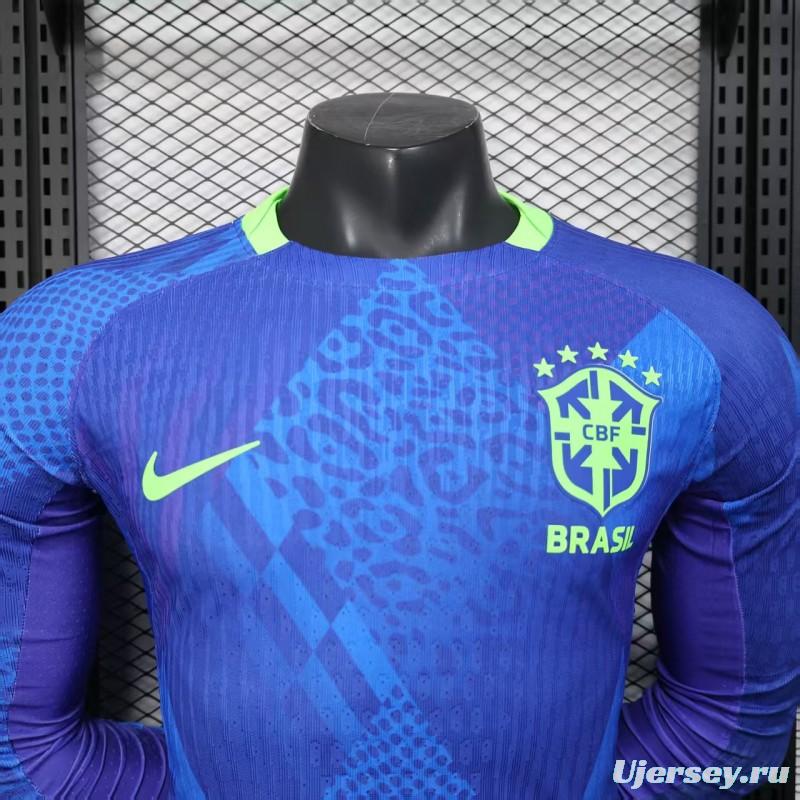 Player Version 2025 Brazil Away Long Sleeve Jersey