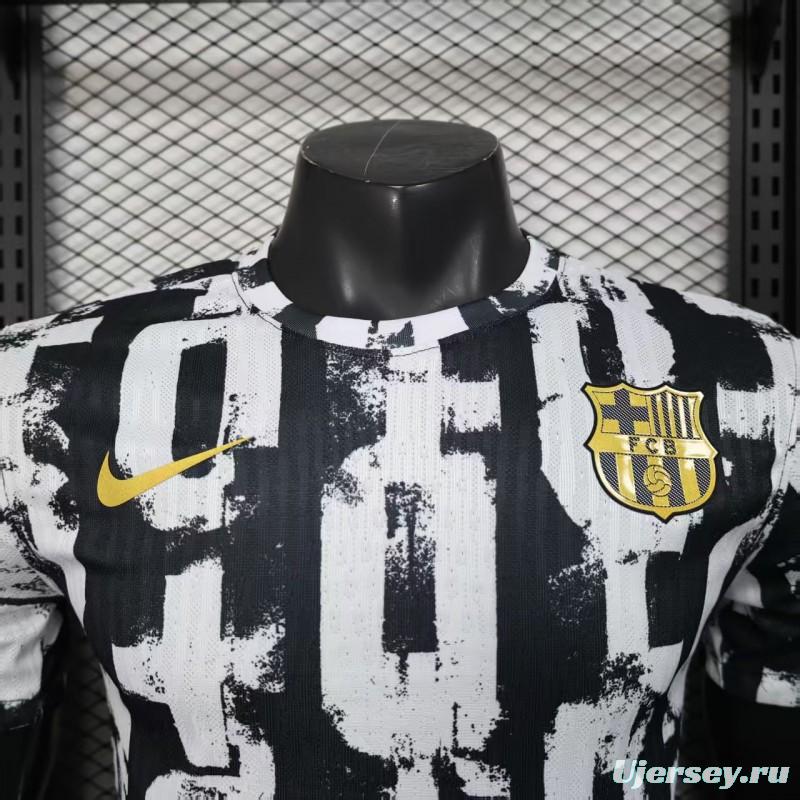 Player Version 25/26 Barcelona Black with Distressed Stripes Jersey