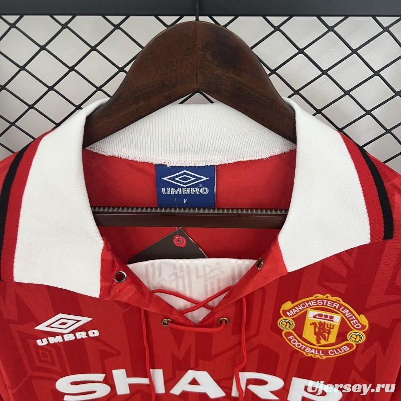 92/94 Retro Long Sleeve Manchester United Home Jersey