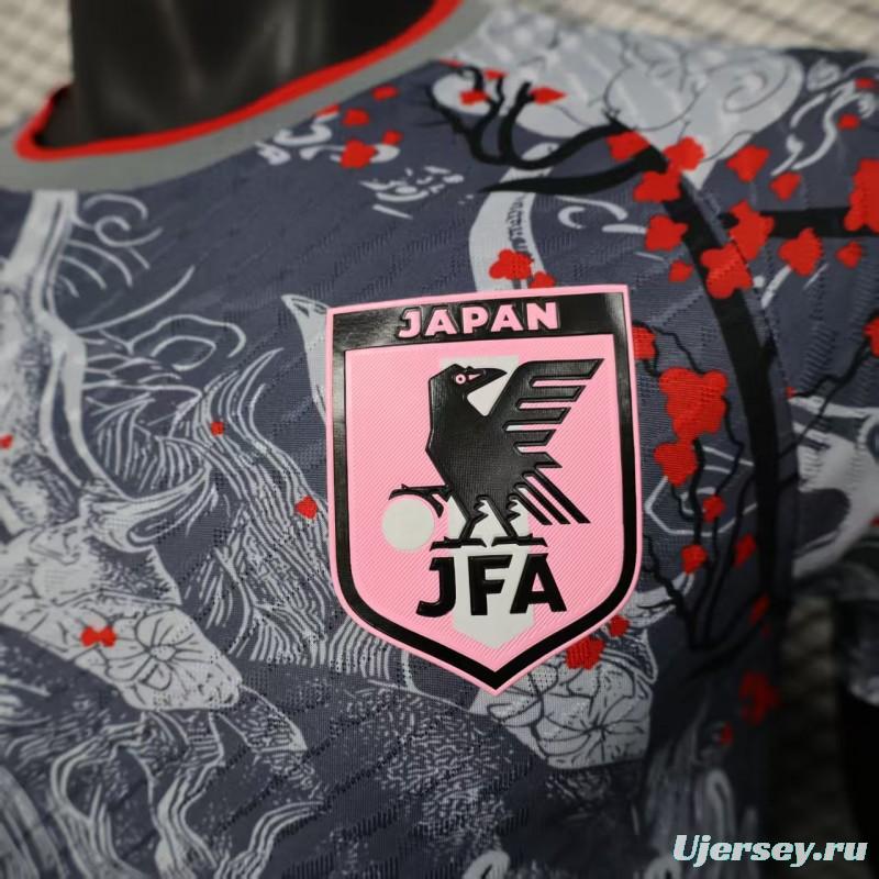Player Version 2025 Japan Gray with Traditional Dragon and Cherry Blossom Pattern Jersey