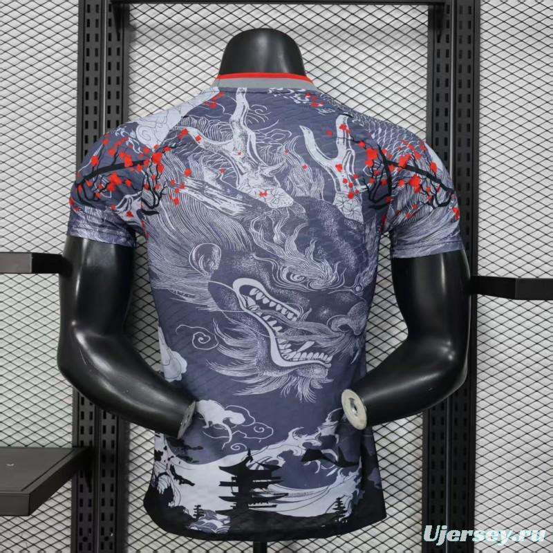 Player Version 2025 Japan Gray with Traditional Dragon and Cherry Blossom Pattern Jersey