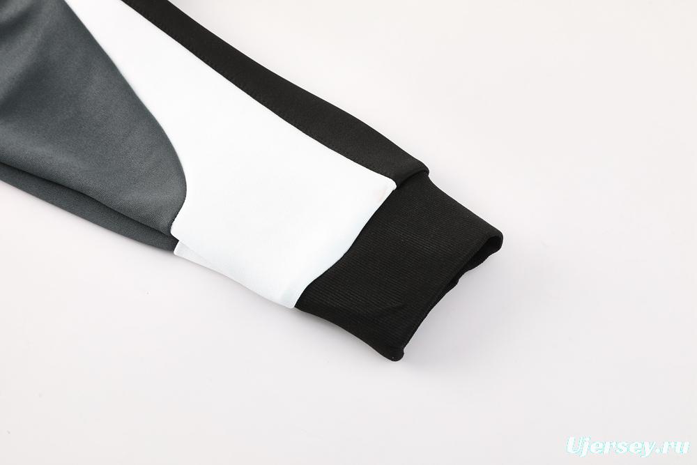 2025 Nike Air Black Tracksuit Set with Gray and White Accents Full Zipper Jacket + Long Pants