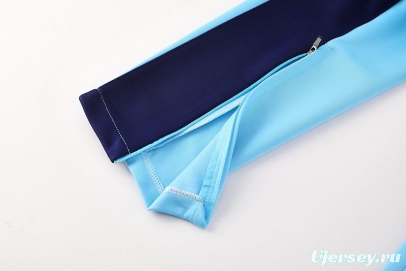 2025 Nike Air Tracksuit Set - Light Blue with Navy Accents Full Zipper Jacket + Long Pants