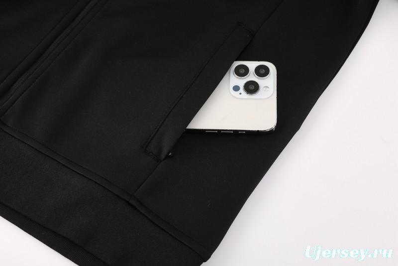 2025 Nike Air Black Tracksuit Set with Gray and White Accents Full Zipper Jacket + Long Pants