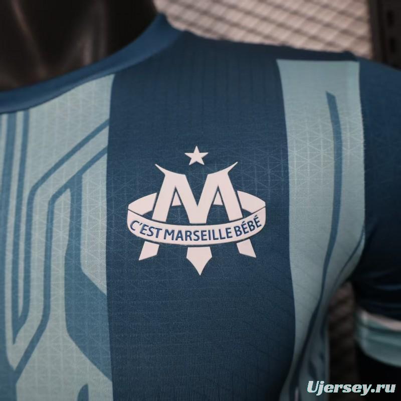 Player Version 25/26 Olympique de Marseille Blue with Geometric Stripes Jersey