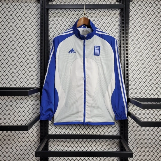 2025 Greece Jacket White/Blue Windbreaker