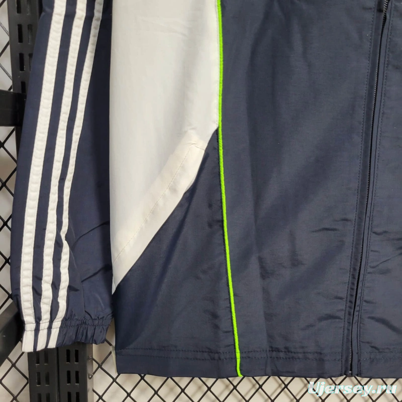 25/26 Real Madrid Jacket Navy/White Windbreaker