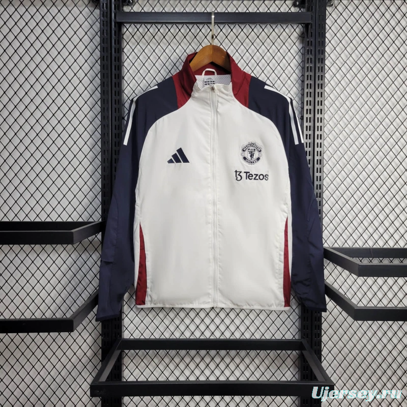 25/26 Manchester United Jacket White Windbreaker