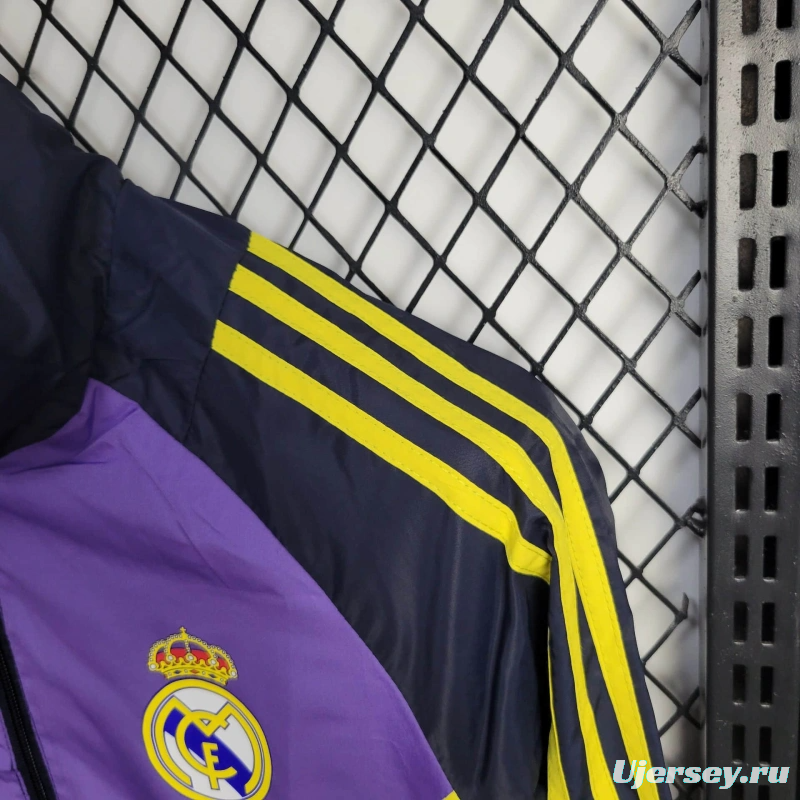 25/26 Real Madrid Jacket Black/Purple Windbreaker