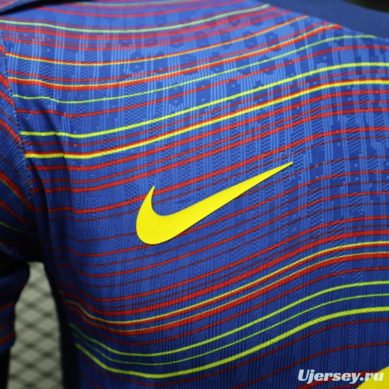 Player Version 25/26 FC Barcelona Blue with Colorful Wave Stripes Jersey