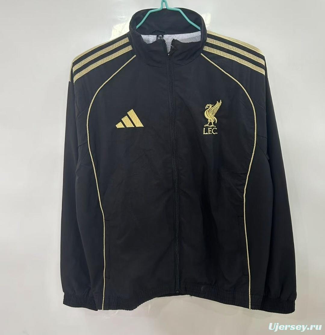 25/26 Liverpool Black Windbreaker