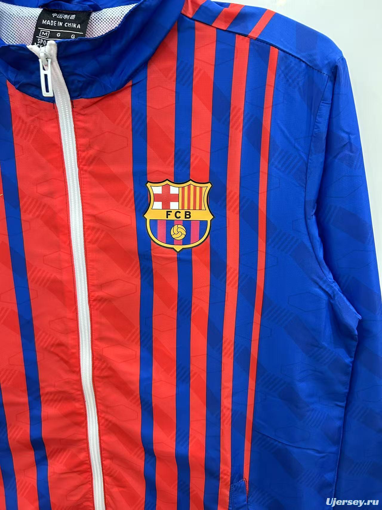 25/26 FC Barcelona Blue with Red Stripes Windbreaker