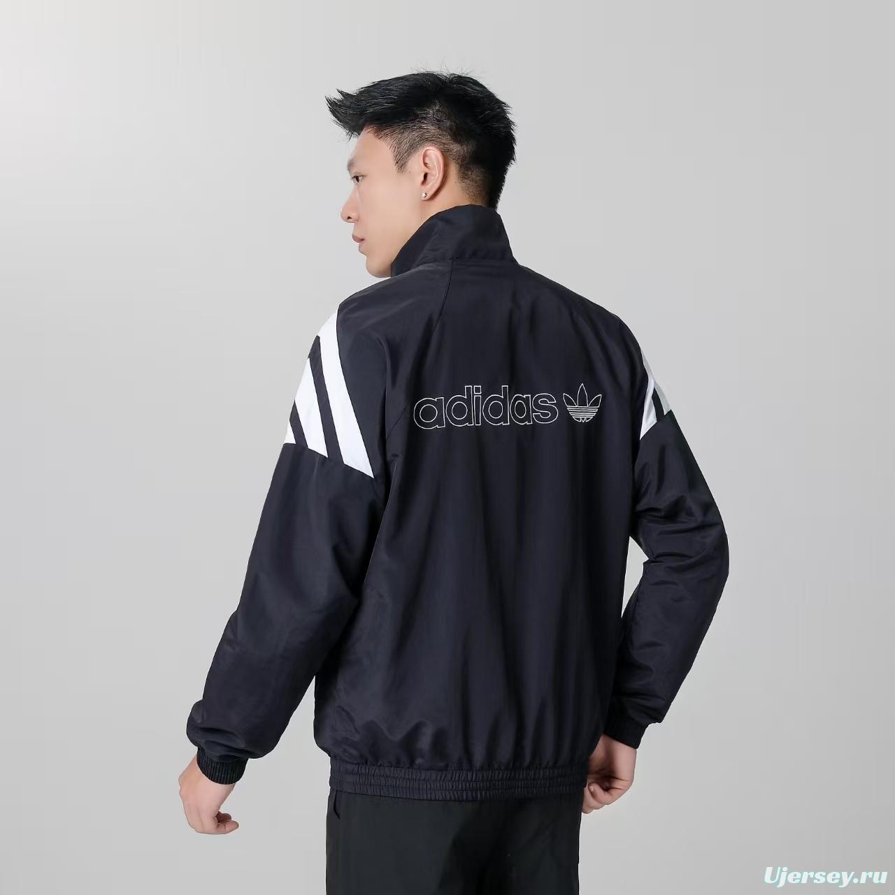 2025 Adidas Green/White/Black Full Zipper Windbreaker