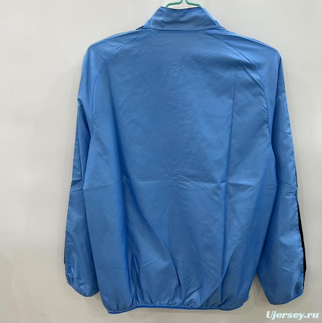 2025 Italy Light Blue/Beige with Floral Pattern Reversible Windbreaker