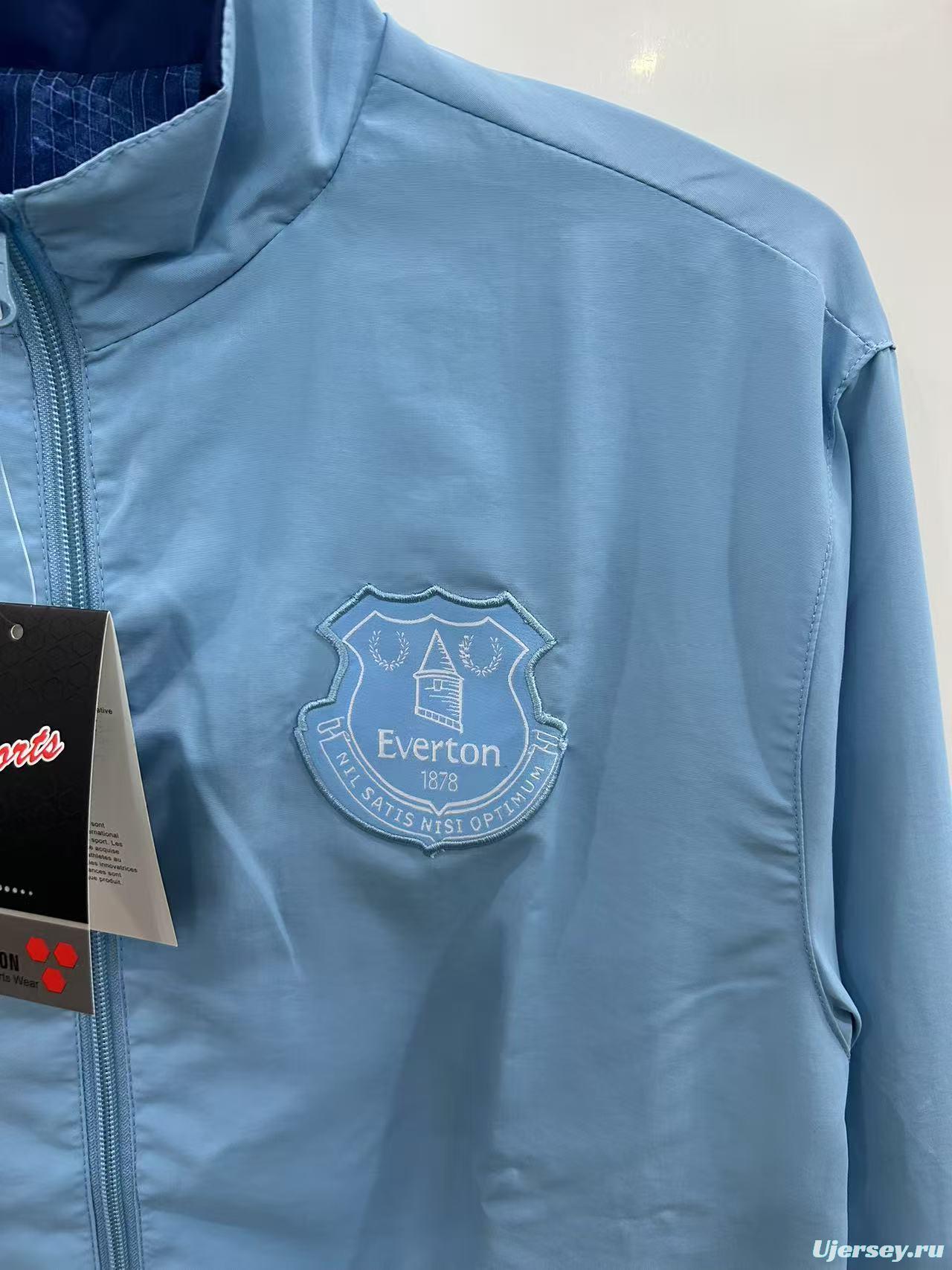 25/26 Everton Navy Blue/Blue with Stadium Blueprint Pattern Reversible Windbreaker