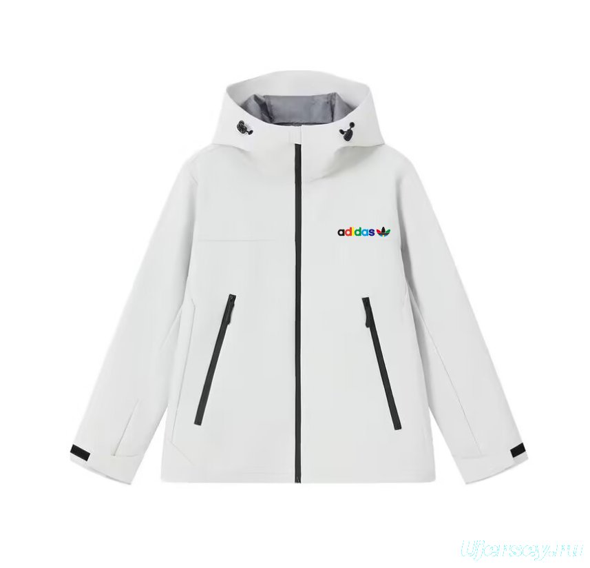 2025 Adidas White/Red Full Zipper Waterproof Outdoor Jacket
