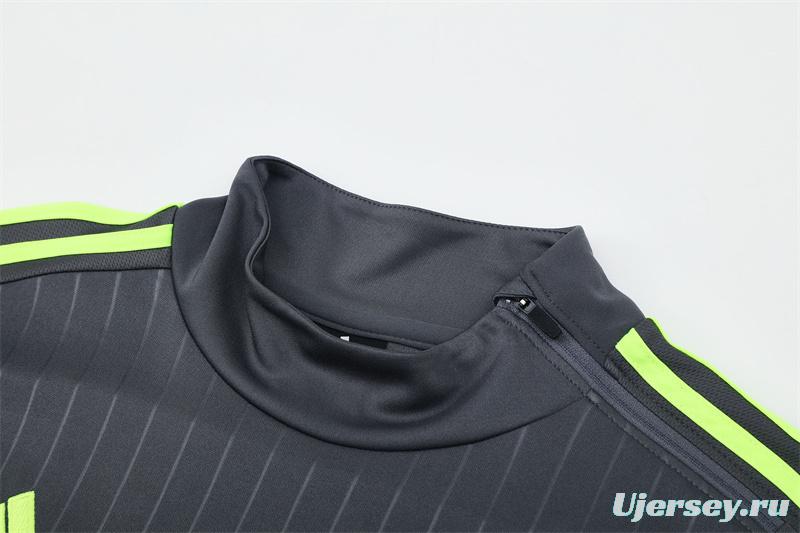 Retro 15/16 Real Madrid Dark Grey Half Zipper Jacket