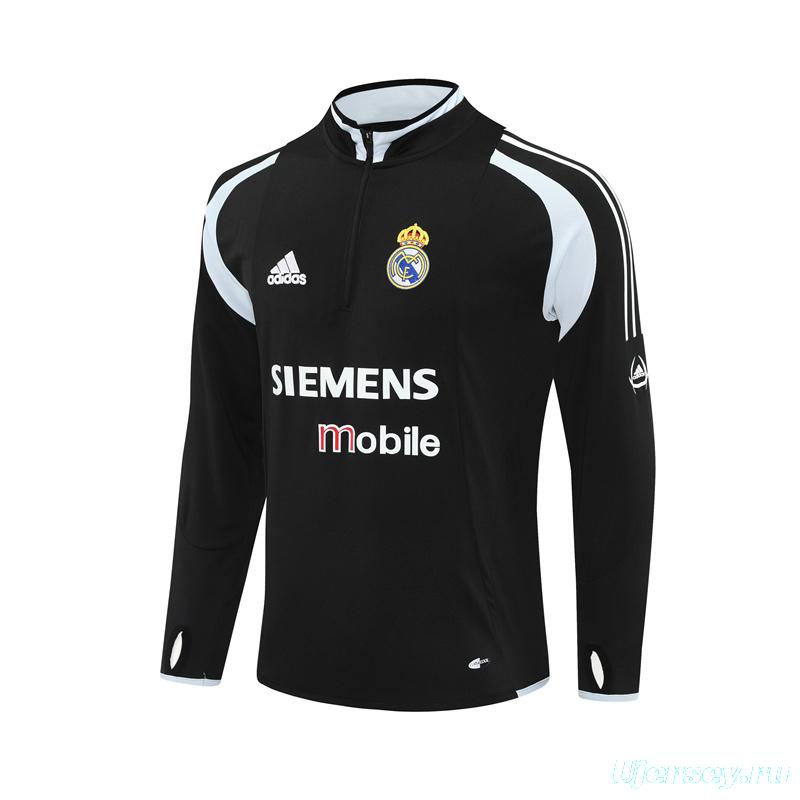 Retro 04/05 Real Madrid Black Half Zipper Jacket