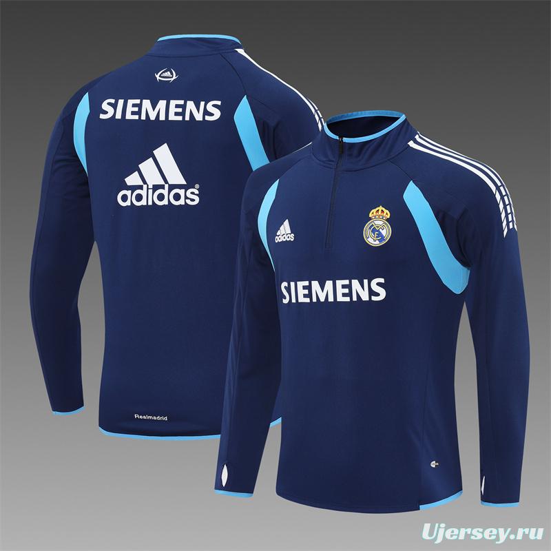 Retro 05/06 Real Madrid Royal Blue Half Zipper Jacket