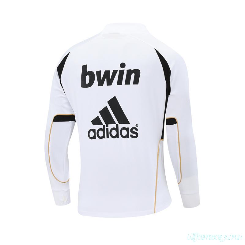 Retro 11/12 Real Madrid White Half Zipper Jacket