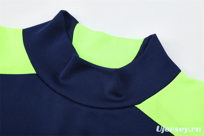 Retro 12/13 Real Madrid Royal Blue Half Zipper Jacket+Long Pants