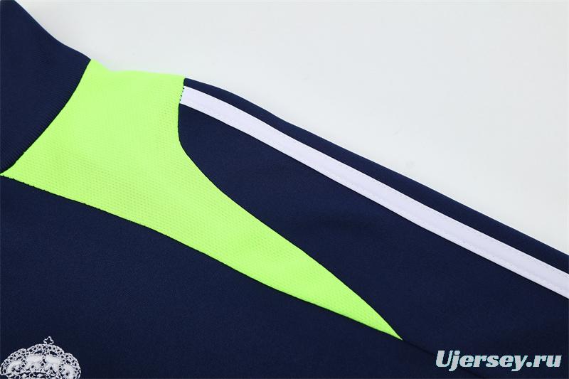 Retro 12/13 Real Madrid Royal Blue Half Zipper Jacket+Long Pants