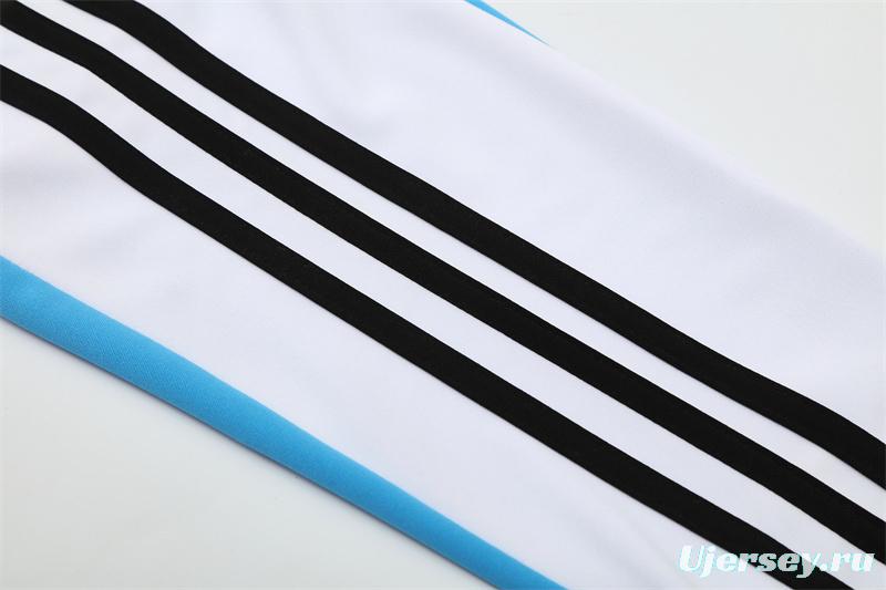 Retro 12/13 Real Madrid White/Blue Half Zipper Jacket+Long Pants