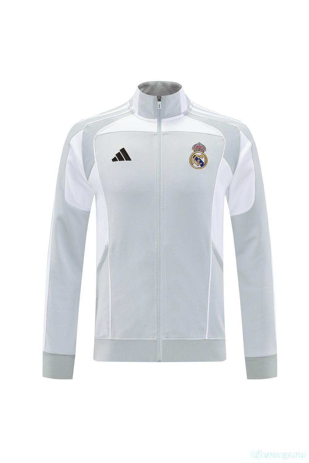 25/26 Real Madrid Grey Full Zipper Jacket + Long Pants