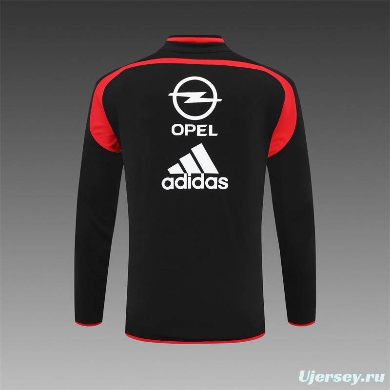 Retro 04/05 AC Milan Black Half Zipper Jacket+Long Pants