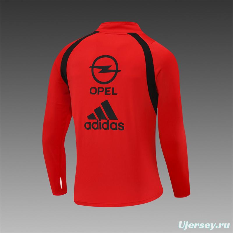 Retro 03/04 AC Milan Red Half Zipper Jacket+Long Pants