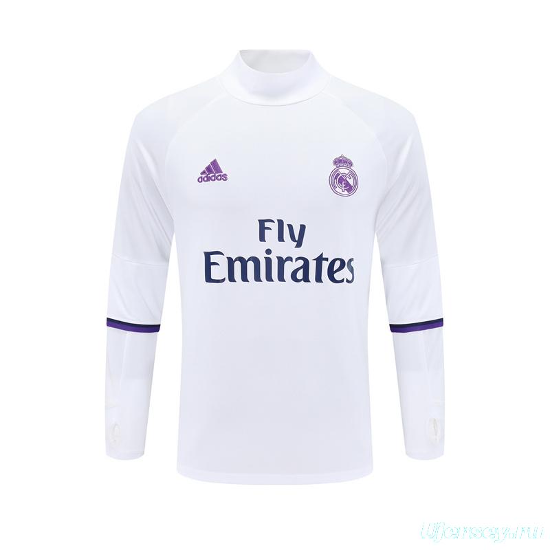 Retro 16/17 Real Madrid White Half Zipper Jacket