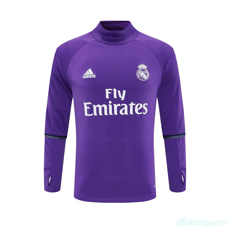 Retro 16/17 Real Madrid Purple Half Zipper Jacket+Long Pants