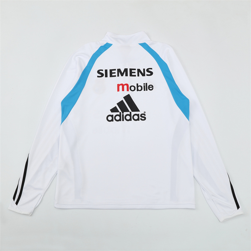 Retro 03/04 Real Madrid White Half Zipper Jacket