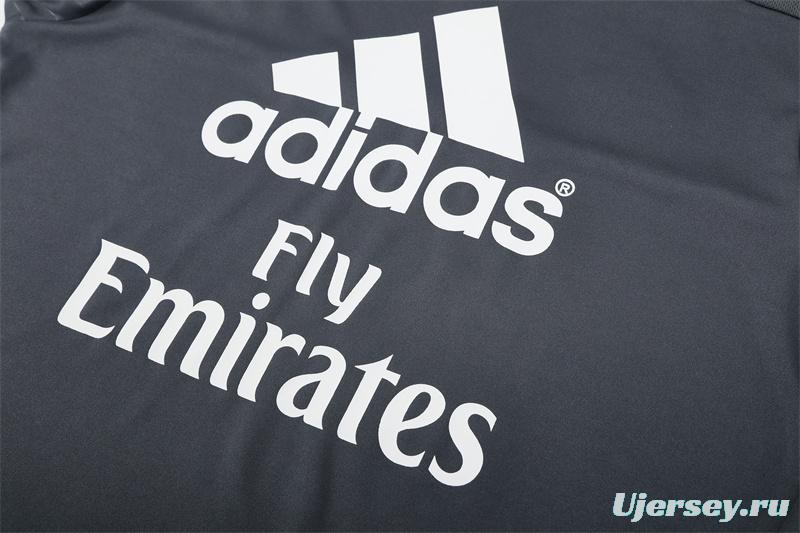 Retro 15/16 Real Madrid Dark Grey Half Zipper Jacket+Long Pants