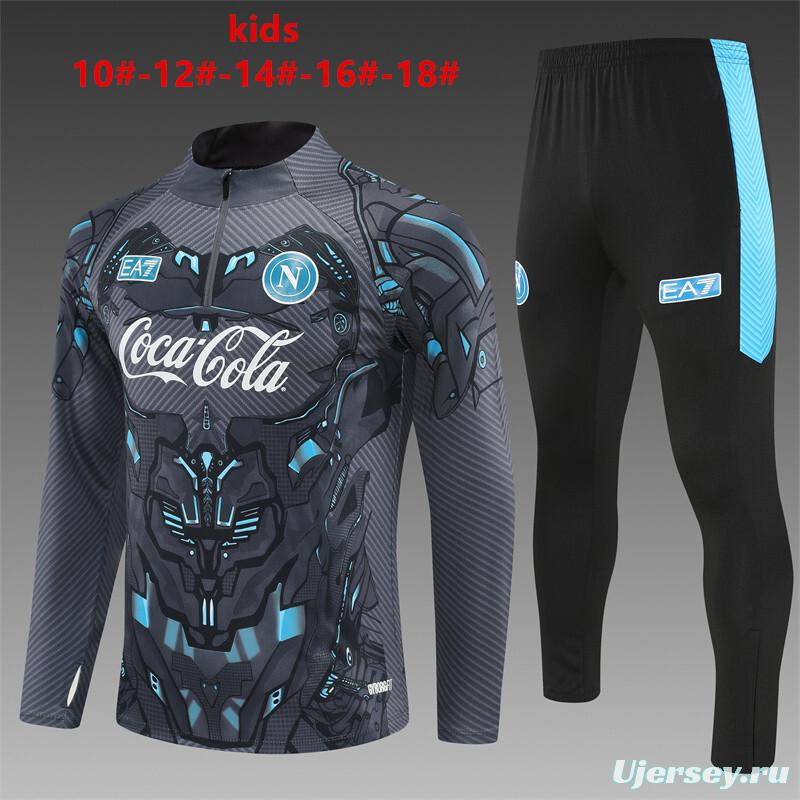 25/26 Kids Napoli Black Grey Camouflage Half Zipper Jacket+Long Pants