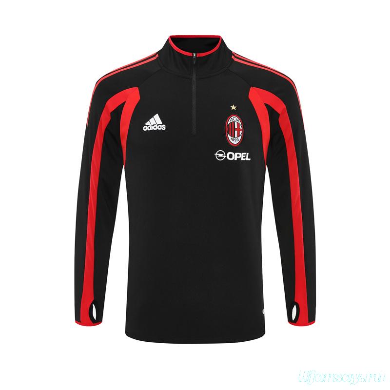 Retro 05/06 AC Milan Black Half Zipper Jacket+Long Pants