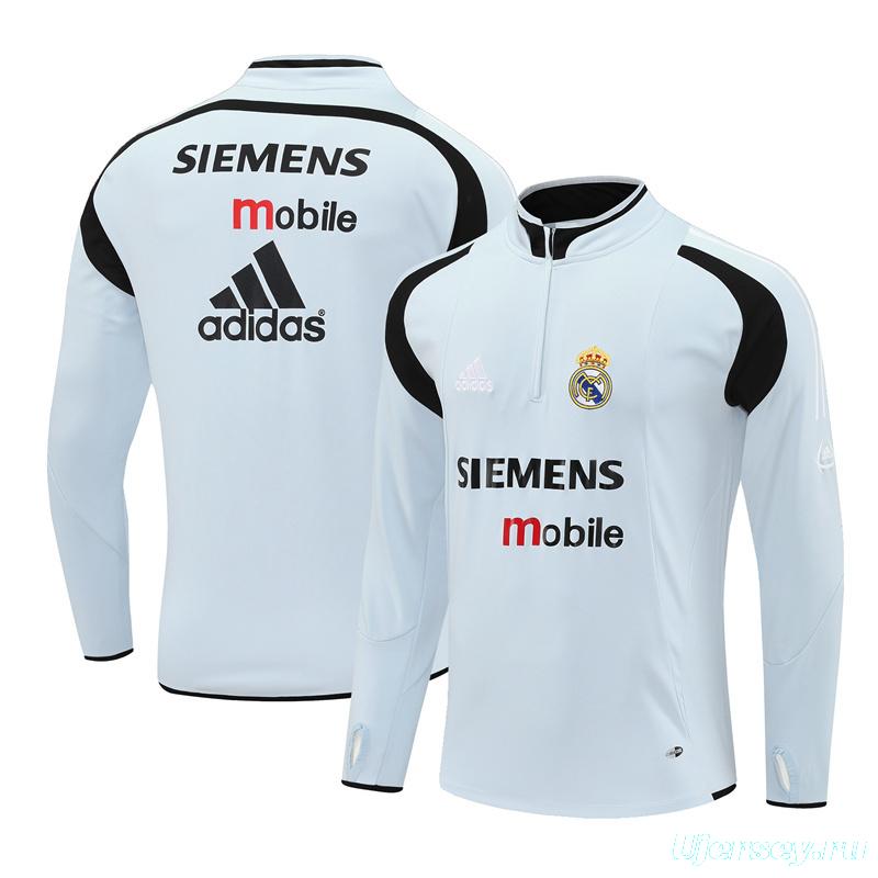 Retro 04/05 Real Madrid Light Grey Half Zipper Jacket