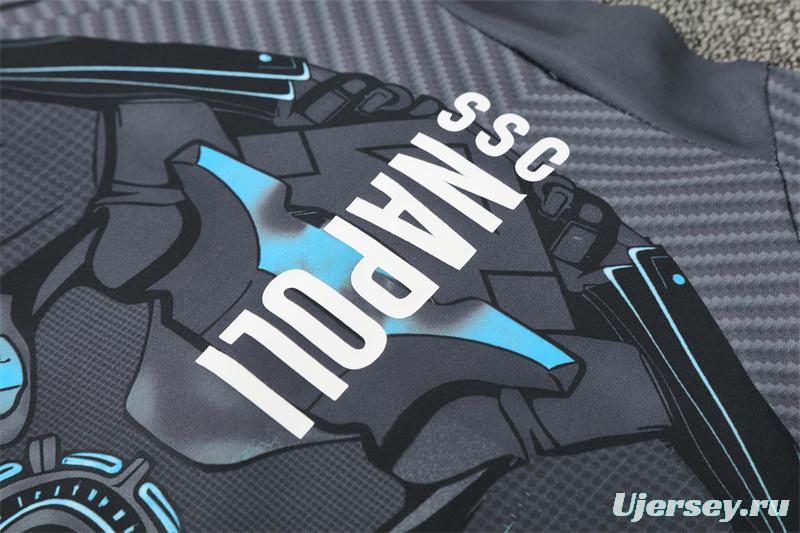 25/26 Napoli Black Grey Camouflage Half Zipper Jacket+Long Pants