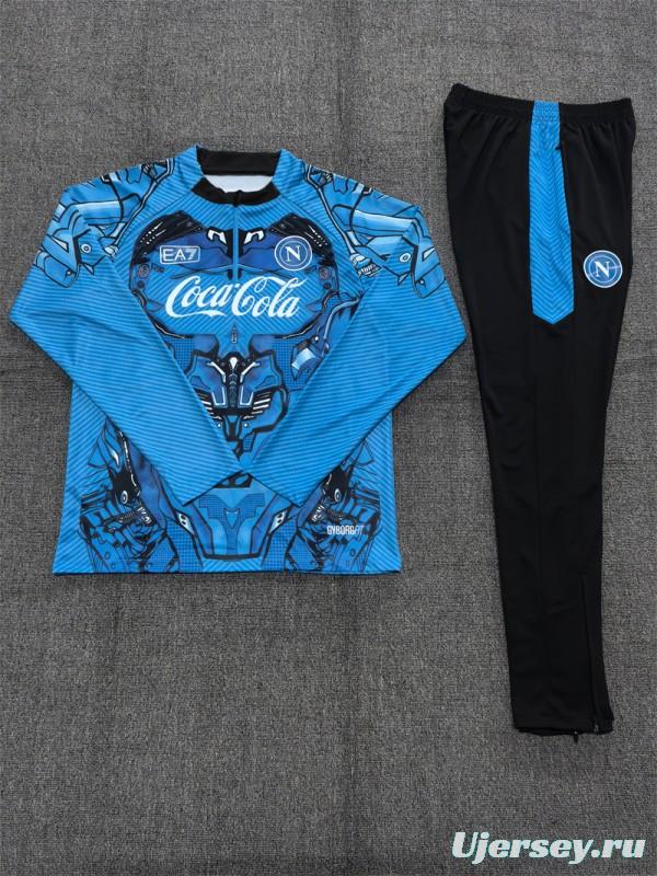 25/26 Kids Napoli Light Blue Camouflage Half Zipper Jacket+Long Pants