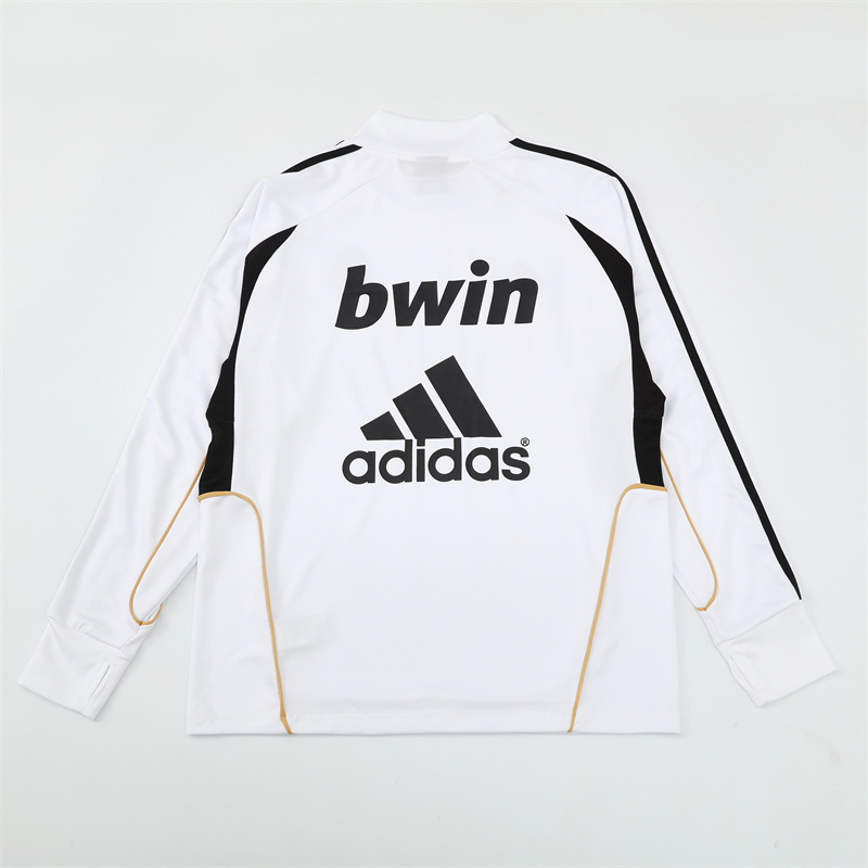Retro 11/12 Real Madrid White Half Zipper Jacket